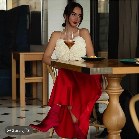 ZARA SATIN EFFECT LONG SKIRT - Picture 4 of 9